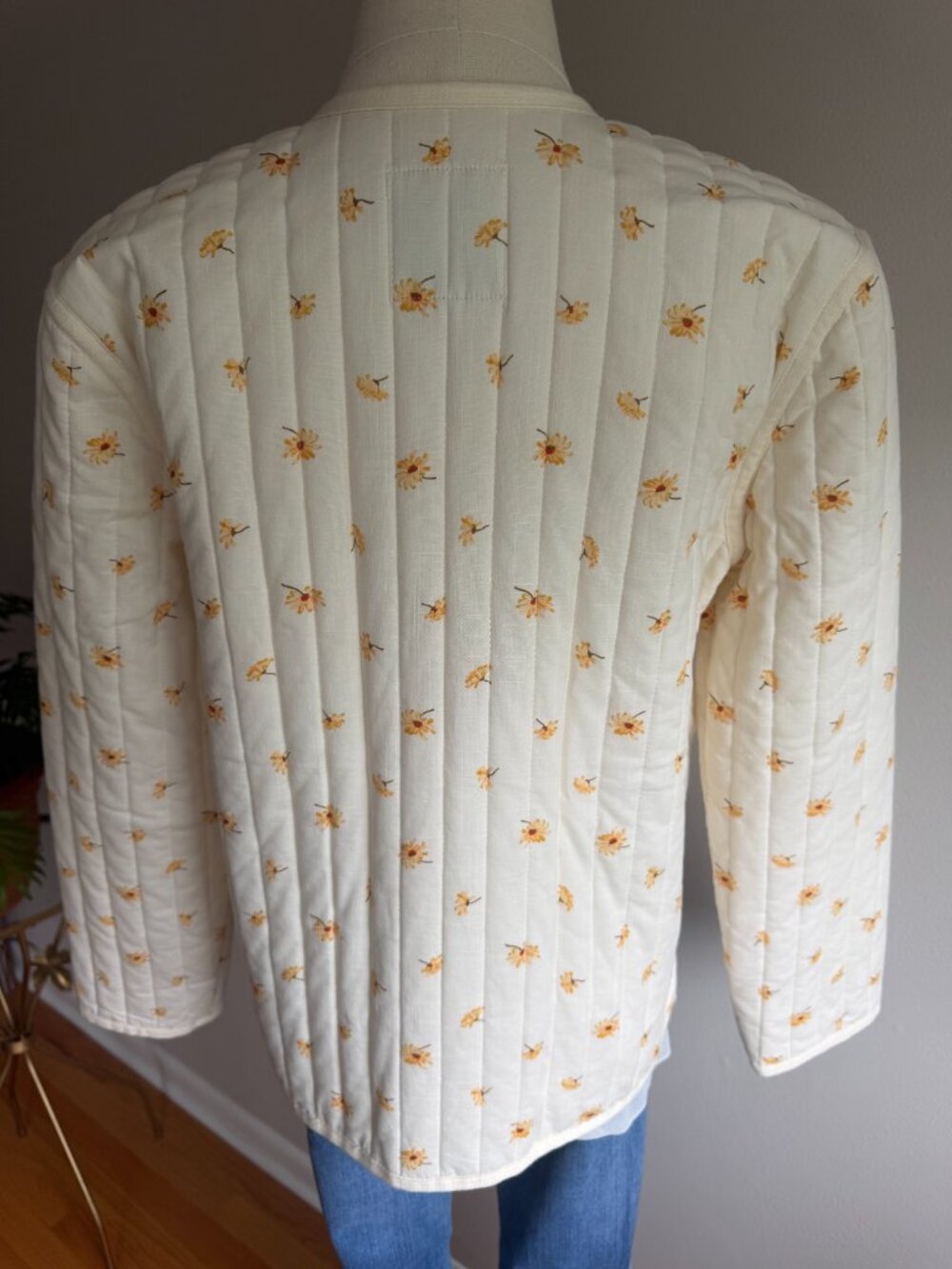 NEVER WORN Madewell Quilted Jacket Ivory Daisy Floral Print Full Zip - Picture 10 of 15